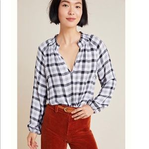 Anthropologie cloth & stone Sara plaid blouse
